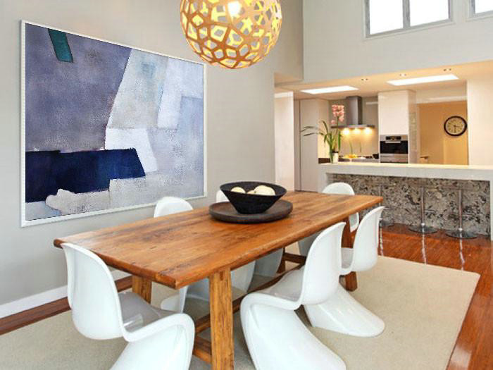 Decorating A Big Living Room,Oversized Horizontal Contemporary Art,Large Abstract Wall Art,Purple,White,Dark Blue.etc
